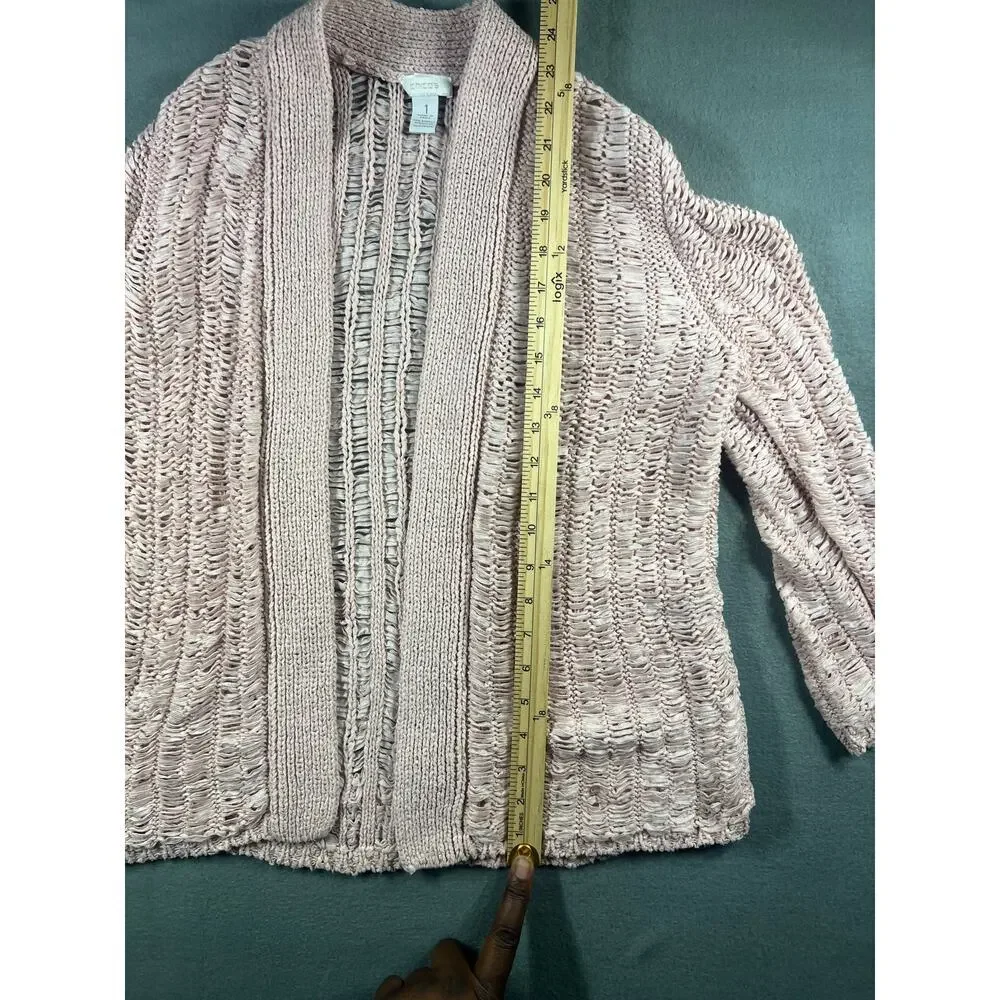 Chico's Moonlight Mauve Jenna Cardigan Sweater Women's Size 1 XXS Elegance